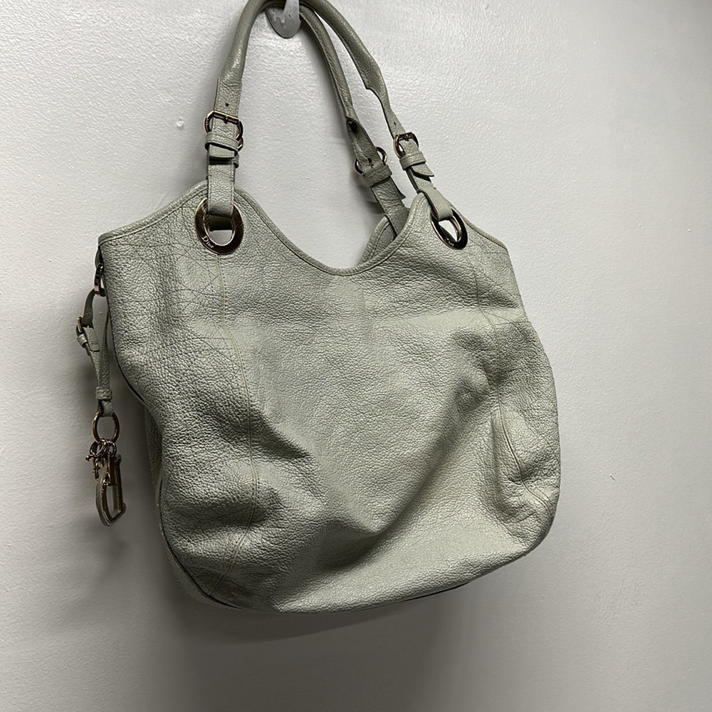 Dior Light Gray Leather Hobo Bag with D Charm - Picture 8 of 16